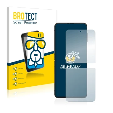 Parte frontale di una confezione del prodotto con il logo del marchio BROTECT. Accanto è raffigurato il dispositivo Samsung Ga