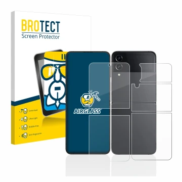 Parte frontale di una confezione del prodotto con il logo del marchio BROTECT. Accanto è raffigurato il dispositivo Samsung Ga