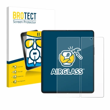 Parte frontale di una confezione del prodotto con il logo del marchio BROTECT. Accanto è raffigurato il dispositivo Samsung Ga
