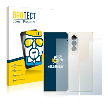 Parte frontale di una confezione del prodotto con il logo del marchio BROTECT. Accanto è raffigurato il dispositivo Samsung Ga