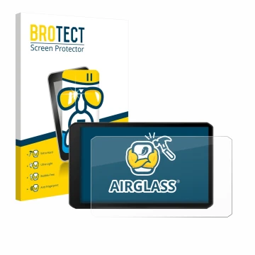 Parte frontale di una confezione del prodotto con il logo del marchio BROTECT. Accanto è raffigurato il dispositivo Garmin Dri