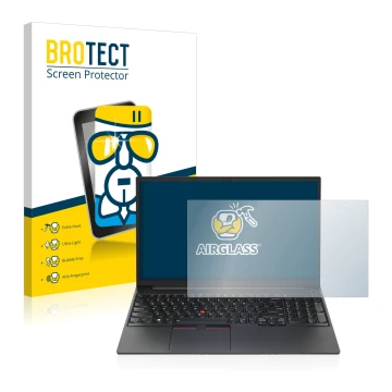 Parte frontale di una confezione del prodotto con il logo del marchio BROTECT. Accanto è raffigurato il dispositivo Lenovo Thi