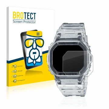Parte frontale di una confezione del prodotto con il logo del marchio BROTECT. Accanto è raffigurato il dispositivo Casio G-Sh