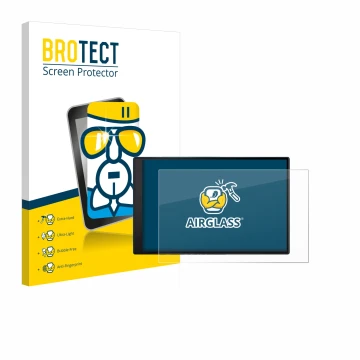 Parte frontale di una confezione del prodotto con il logo del marchio BROTECT. Accanto è raffigurato il dispositivo Garmin Dri