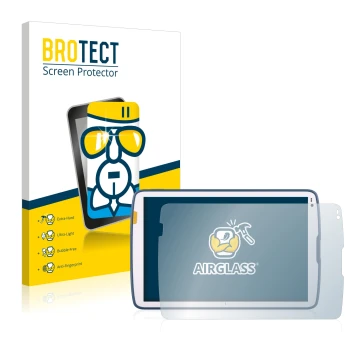 Parte frontale di una confezione del prodotto con il logo del marchio BROTECT. Accanto è raffigurato il dispositivo Zebra ET45