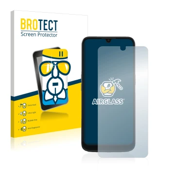 Parte frontale di una confezione del prodotto con il logo del marchio BROTECT. Accanto è raffigurato il dispositivo Doro 8100 