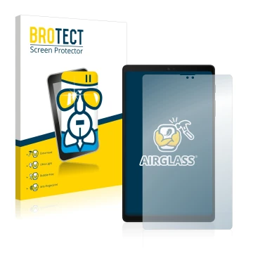 Parte frontale di una confezione del prodotto con il logo del marchio BROTECT. Accanto è raffigurato il dispositivo Samsung Ga