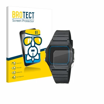 Parte frontale di una confezione del prodotto con il logo del marchio BROTECT. Accanto è raffigurato il dispositivo Casio F-10