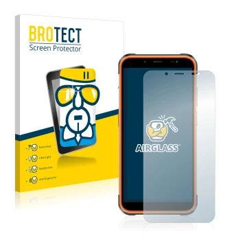 Parte frontale di una confezione del prodotto con il logo del marchio BROTECT. Accanto è raffigurato il dispositivo Ulefone Po