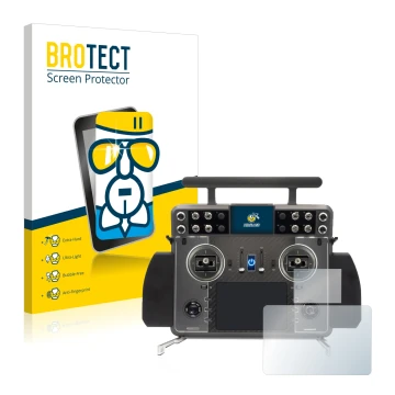 Parte frontale di una confezione del prodotto con il logo del marchio BROTECT. Accanto è raffigurato il dispositivo FrSky Tand