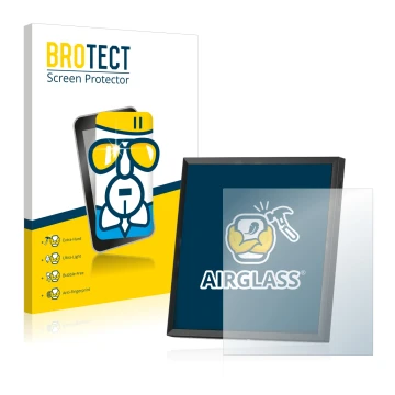 Parte frontale di una confezione del prodotto con il logo del marchio BROTECT. Accanto è raffigurato il dispositivo Divoom Pix