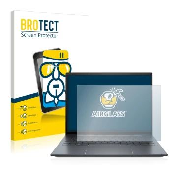 Parte frontale di una confezione del prodotto con il logo del marchio BROTECT. Accanto è raffigurato il dispositivo HP Elite D