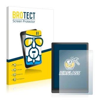 Parte frontale di una confezione del prodotto con il logo del marchio BROTECT. Accanto è raffigurato il dispositivo Boox Tab X