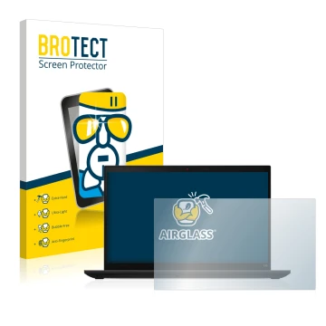 Parte frontale di una confezione del prodotto con il logo del marchio BROTECT. Accanto è raffigurato il dispositivo Lenovo Thi