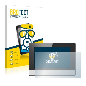 Parte frontale di una confezione del prodotto con il logo del marchio BROTECT. Accanto è raffigurato il dispositivo Hikvision 