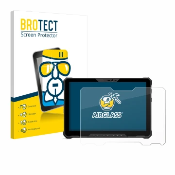 Parte frontale di una confezione del prodotto con il logo del marchio BROTECT. Accanto è raffigurato il dispositivo Dell Latit