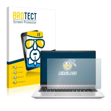 Parte frontale di una confezione del prodotto con il logo del marchio BROTECT. Accanto è raffigurato il dispositivo HP ProBook
