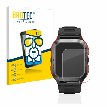 Parte frontale di una confezione del prodotto con il logo del marchio BROTECT. Accanto è raffigurato il dispositivo Kospet Tan