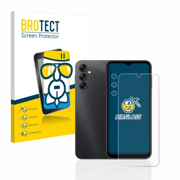 Parte frontale di una confezione del prodotto con il logo del marchio BROTECT. Accanto è raffigurato il dispositivo Samsung Ga