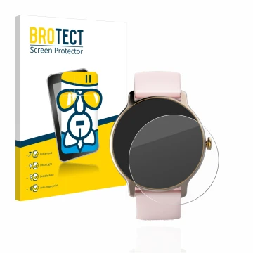 Parte frontale di una confezione del prodotto con il logo del marchio BROTECT. Accanto è raffigurato il dispositivo Hama Fit W