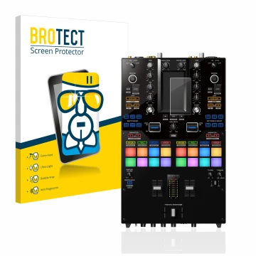 Parte frontale di una confezione del prodotto con il logo del marchio BROTECT. Accanto è raffigurato il dispositivo Pioneer DJ