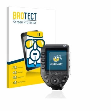 Parte frontale di una confezione del prodotto con il logo del marchio BROTECT. Accanto è raffigurato il dispositivo Godox XPro