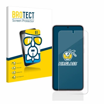 Parte frontale di una confezione del prodotto con il logo del marchio BROTECT. Accanto è raffigurato il dispositivo Samsung Ga