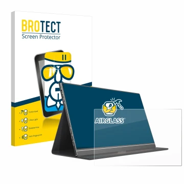 Parte frontale di una confezione del prodotto con il logo del marchio BROTECT. Accanto è raffigurato il dispositivo Arzopa S1 