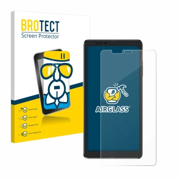 Parte frontale di una confezione del prodotto con il logo del marchio BROTECT. Accanto è raffigurato il dispositivo Hisense A9