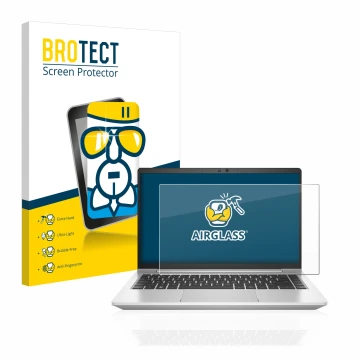 Parte frontale di una confezione del prodotto con il logo del marchio BROTECT. Accanto è raffigurato il dispositivo HP EliteBo