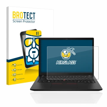 Parte frontale di una confezione del prodotto con il logo del marchio BROTECT. Accanto è raffigurato il dispositivo Lenovo Thi