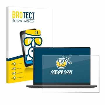 Parte frontale di una confezione del prodotto con il logo del marchio BROTECT. Accanto è raffigurato il dispositivo Lenovo Yog