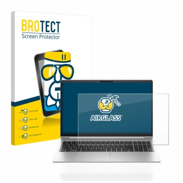 Parte frontale di una confezione del prodotto con il logo del marchio BROTECT. Accanto è raffigurato il dispositivo HP ProBook