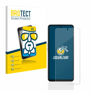 Parte frontale di una confezione del prodotto con il logo del marchio BROTECT. Accanto è raffigurato il dispositivo Oppo A98 5