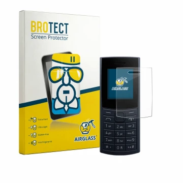 Parte frontale di una confezione del prodotto con il logo del marchio BROTECT. Accanto è raffigurato il dispositivo Nokia 110 