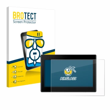 Parte frontale di una confezione del prodotto con il logo del marchio BROTECT. Accanto è raffigurato il dispositivo Garmin Dri