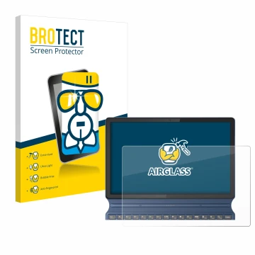 Parte frontale di una confezione del prodotto con il logo del marchio BROTECT. Accanto è raffigurato il dispositivo Lenovo Ide