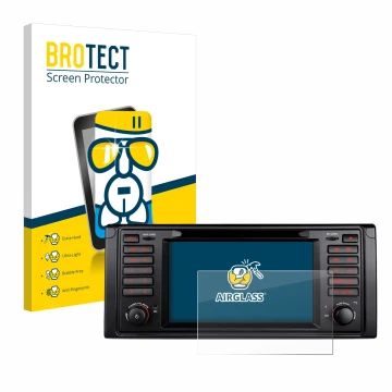 Parte frontale di una confezione del prodotto con il logo del marchio BROTECT. Accanto è raffigurato il dispositivo Xtrons IQ7