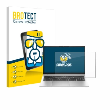 Parte frontale di una confezione del prodotto con il logo del marchio BROTECT. Accanto è raffigurato il dispositivo HP EliteBo