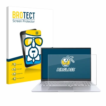 Parte frontale di una confezione del prodotto con il logo del marchio BROTECT. Accanto è raffigurato il dispositivo ASUS Vivob