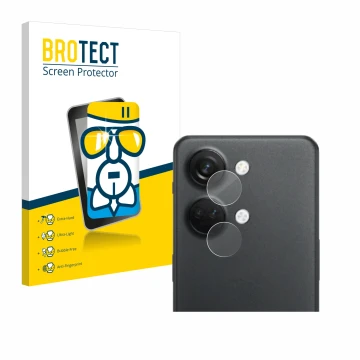 Parte frontale di una confezione del prodotto con il logo del marchio BROTECT. Accanto è raffigurato il dispositivo OnePlus No