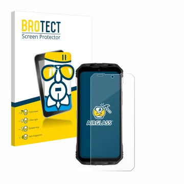 Parte frontale di una confezione del prodotto con il logo del marchio BROTECT. Accanto è raffigurato il dispositivo Doogee S10