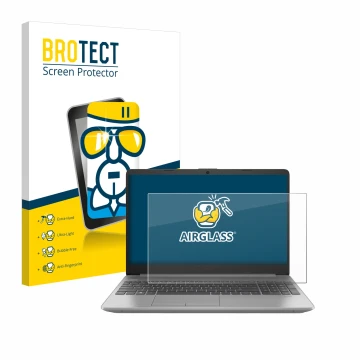 Parte frontale di una confezione del prodotto con il logo del marchio BROTECT. Accanto è raffigurato il dispositivo HP 250 G9 