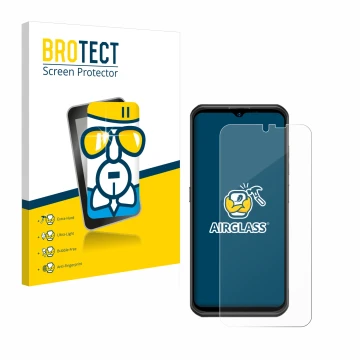 Parte frontale di una confezione del prodotto con il logo del marchio BROTECT. Accanto è raffigurato il dispositivo Ulefone Ar