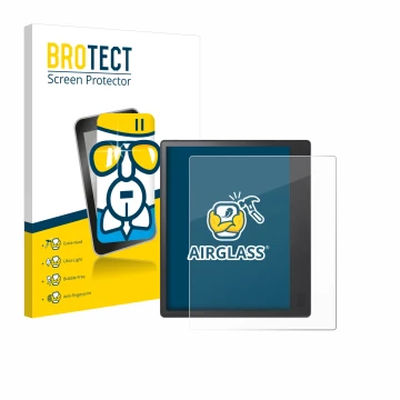 Parte frontale di una confezione del prodotto con il logo del marchio BROTECT. Accanto è raffigurato il dispositivo Kobo Elips