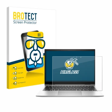 Parte frontale di una confezione del prodotto con il logo del marchio BROTECT. Accanto è raffigurato il dispositivo HP EliteBo