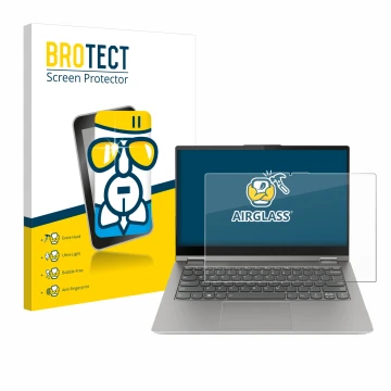 Parte frontale di una confezione del prodotto con il logo del marchio BROTECT. Accanto è raffigurato il dispositivo Lenovo Thi