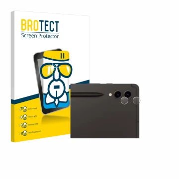 Parte frontale di una confezione del prodotto con il logo del marchio BROTECT. Accanto è raffigurato il dispositivo Samsung Ga