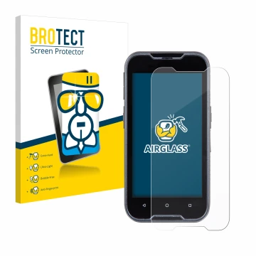 Parte frontale di una confezione del prodotto con il logo del marchio BROTECT. Accanto è raffigurato il dispositivo Datalogic 