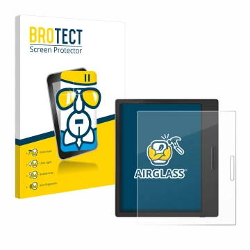 Parte frontale di una confezione del prodotto con il logo del marchio BROTECT. Accanto è raffigurato il dispositivo Boox Page 